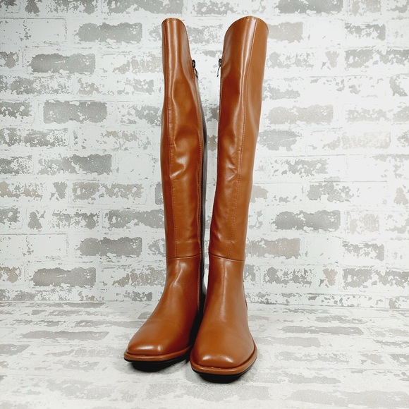 NEW TORGEIS Women’s Square Toe Brown Knee High Boots M347 - Picture 2 of 12